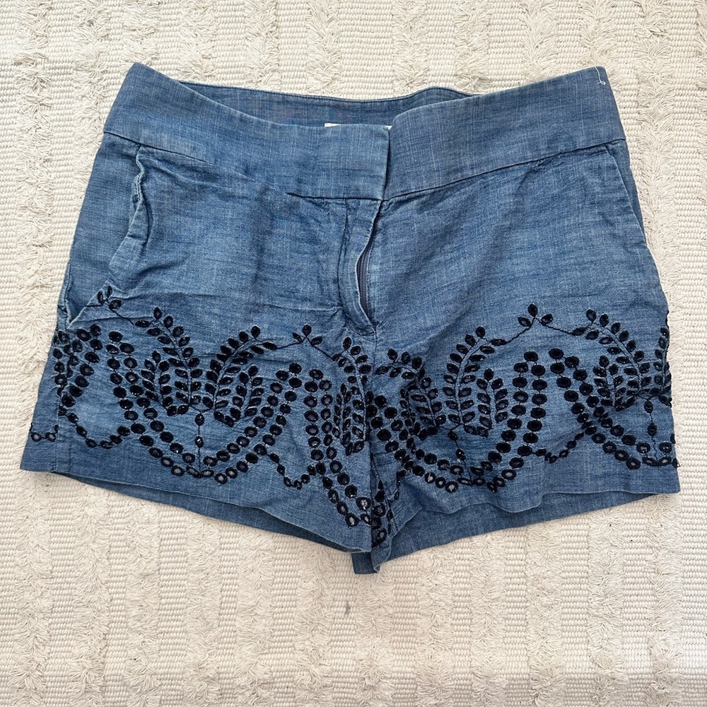 Super cute, soft jean shorts with embroidered cut outs. From Loft. Size 2